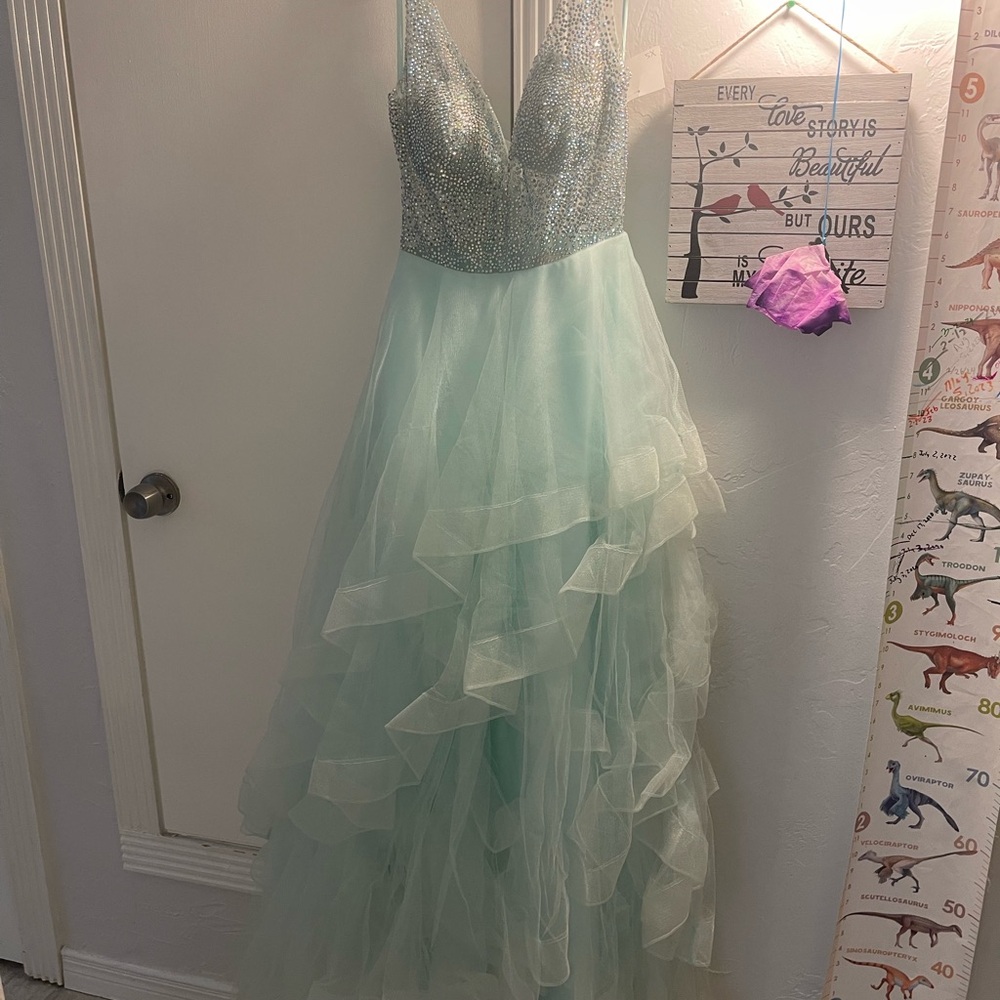 Mint tulle gown